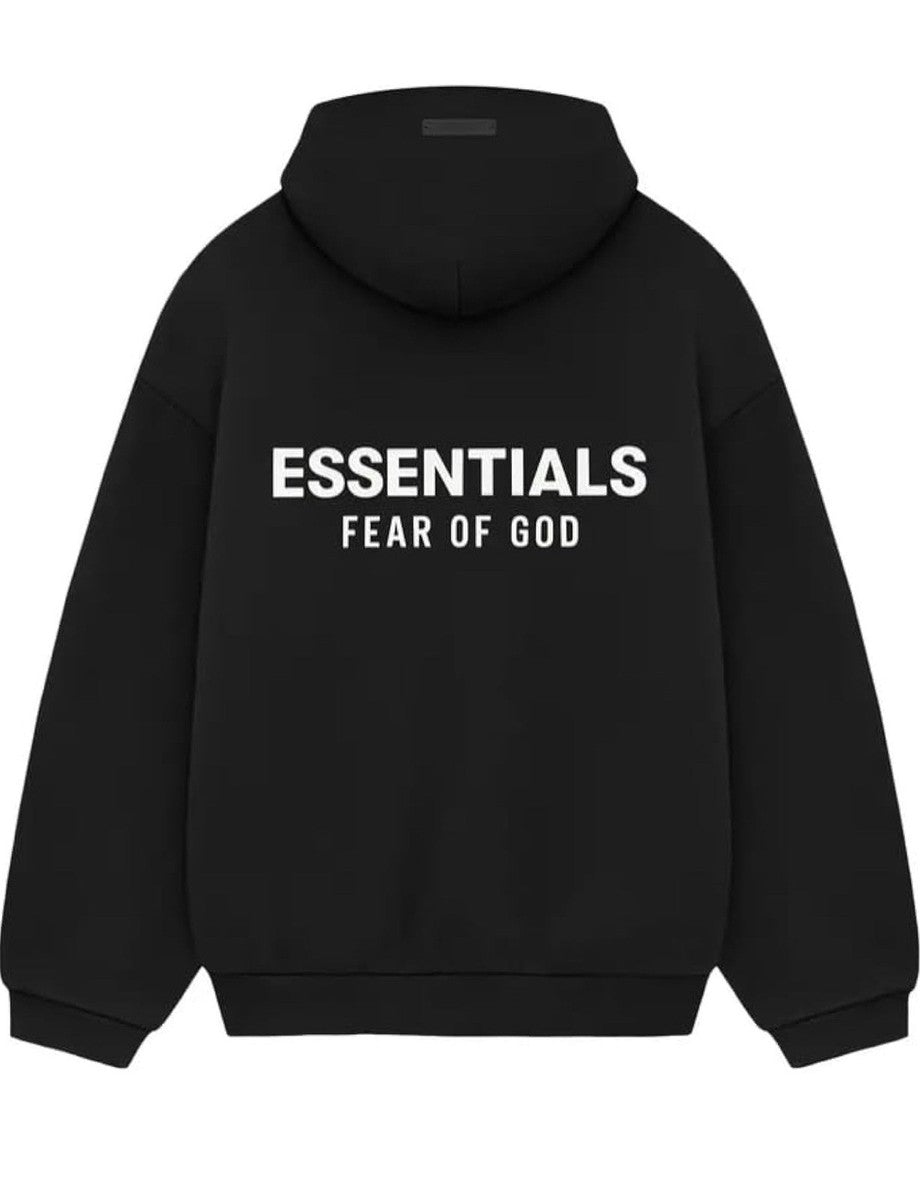 Fear Of God Essentials Fleece Hoodie Black FW24 - True Kicks
